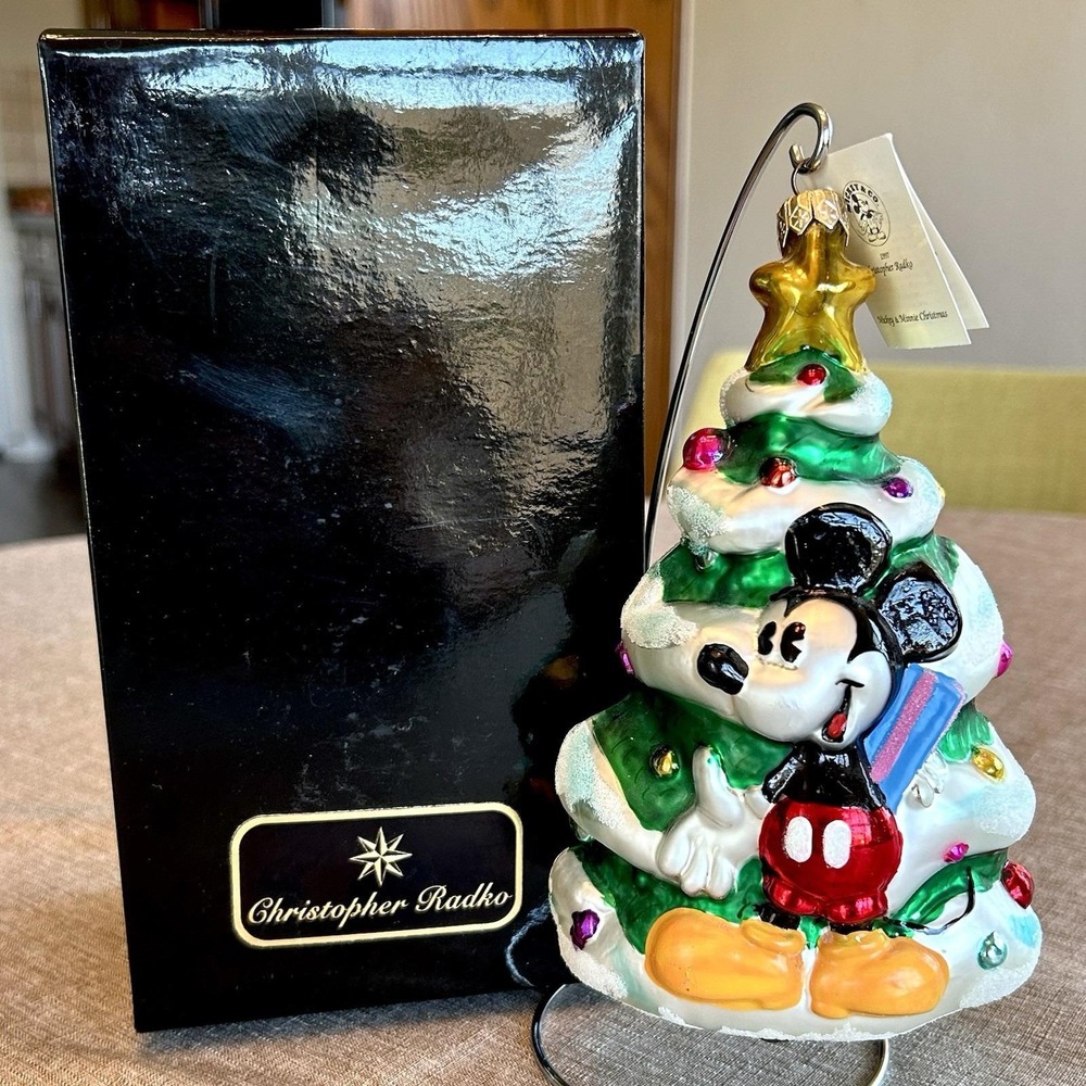 Christopher Radko Disney Mickey & Minnie Christmas Ornament 15554 Box Tag 1997